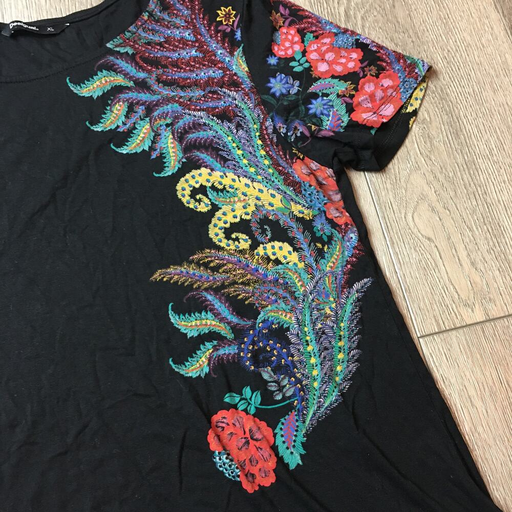 Desigual Ladies patterned Short Sleeve Dress Size XL Floral Paisley Pattern - Picture 6 of 9